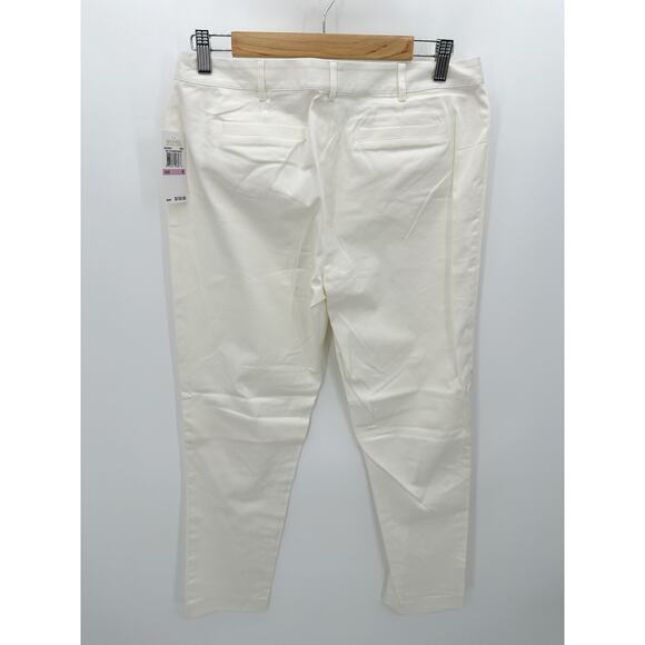 Michael Kors White Slim Fit Pants Cotton Blend Stretch Zipper Pockets Size 6 NWT - Picture 2 of 9